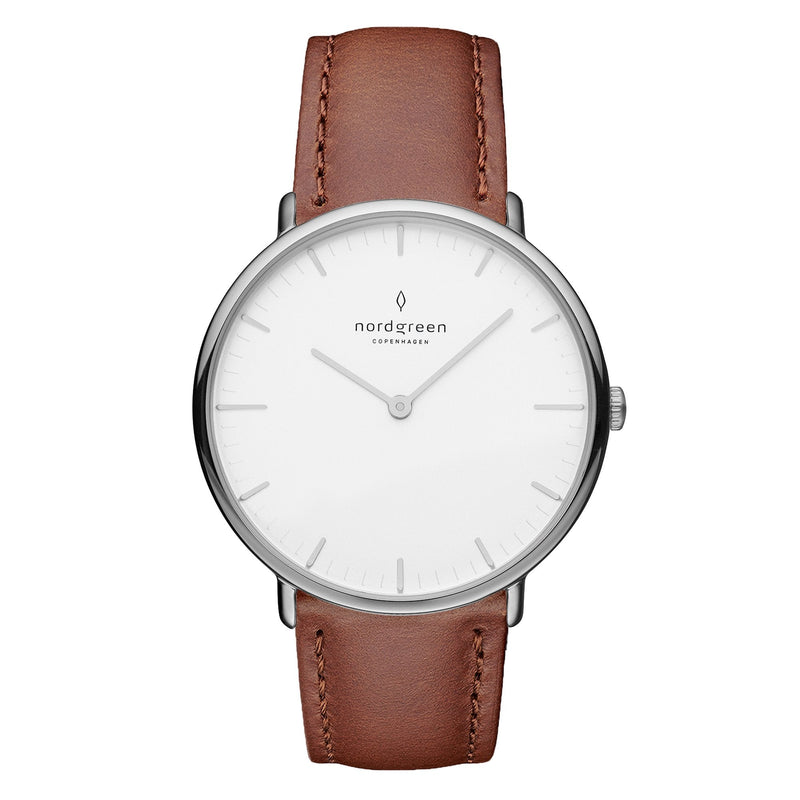 Analogue Watch - Nordgreen Native Brown Leather 32mm Silver Case Watch