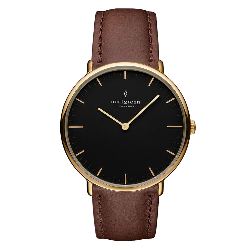 Analogue Watch - Nordgreen Native Brown Leather 36mm Gold Case Watch