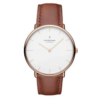 Analogue Watch - Nordgreen Native Brown Leather 36mm Rose Gold Case Watch