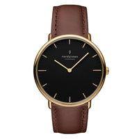 Analogue Watch - Nordgreen Native Brown Leather 40mm Gold Case Watch