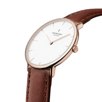 Analogue Watch - Nordgreen Native Brown Leather 40mm Rose Gold Case Watch