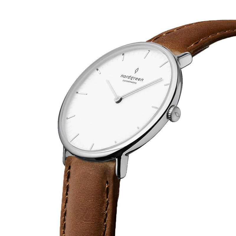 Analogue Watch - Nordgreen Native Brown Vegan Leather 40mm Silver Case Watch