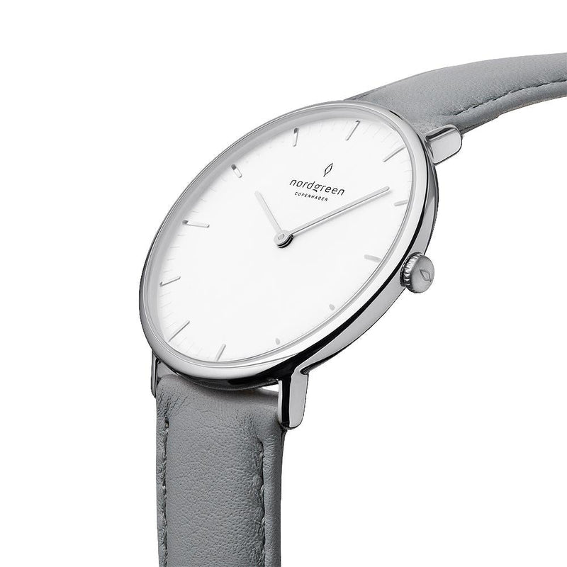 Analogue Watch - Nordgreen Native Grey Leather 32mm Silver Case Watch