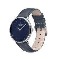 Analogue Watch - Nordgreen Native Navy Leather 32mm Silver Case Watch