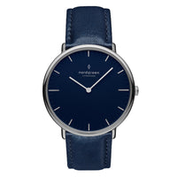 Analogue Watch - Nordgreen Native Navy Leather 36mm Silver Case Watch