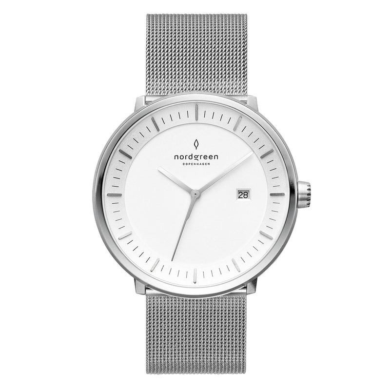 Analogue Watch - Nordgreen Philosopher Silver Mesh 40mm Silver Case Watch