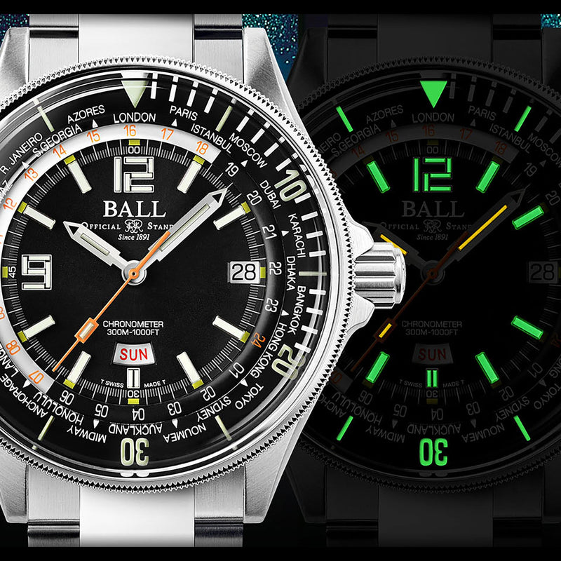 Automatic Watch - Ball Engineer Master II Diver Worldtime Men's Black Watch DG2232A-SC-BK
