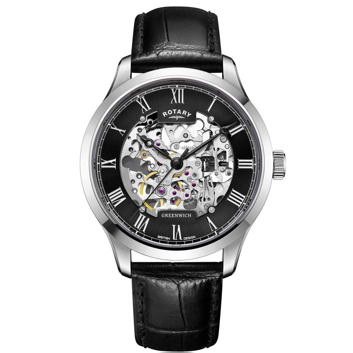 Rotary Greenwich Skeleton Men's Black Watch GS02940/30 from WatchPilot™