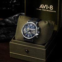 Chronograph Watch - AVI-8 Admiral Blue Steel Hawker Harrier Chronograph Watch AV-4056-01