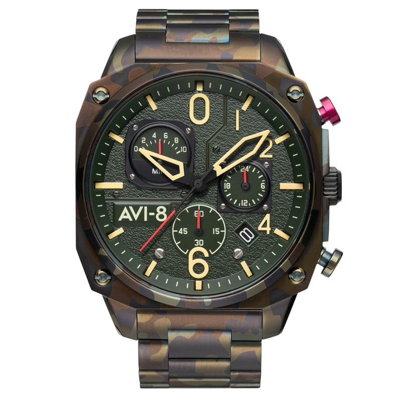 Chronograph Watch - AVI-8 Men's Ground Camo Hawker Hunter Watch AV-4052-22