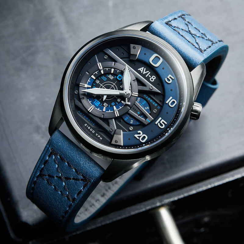 Chronograph Watch - AVI-8 Midnight Navy Hawker Harrier II Chronograph Watch AV-4070-02