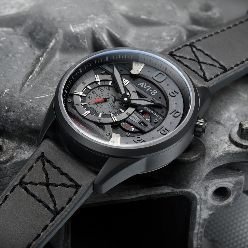 Chronograph Watch - AVI-8 Stealth Black Hawker Harrier II Chronograph Watch AV-4070-03