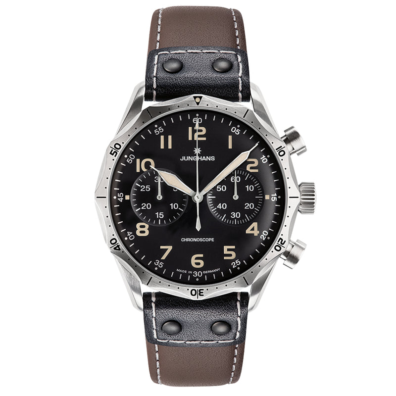 Chronograph Watch - Junghans Meister Pilot Men's Brown Watch 27/3591.00