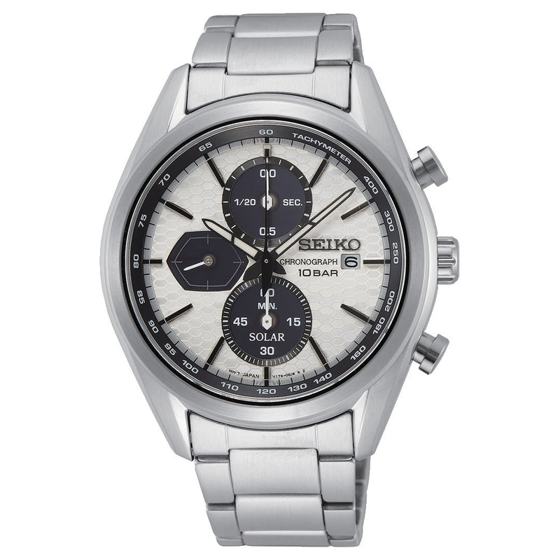 Chronograph Watch - Seiko Men's White Solar Watch SSC769P1