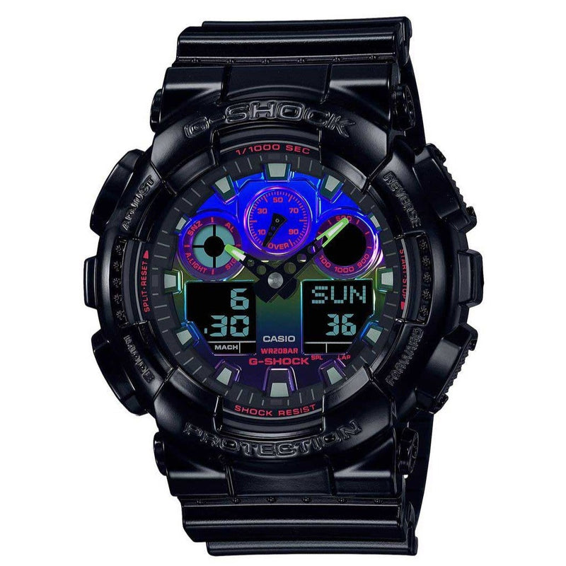 Digital Watch - Casio G-Shock Virtual Rainbow Series Men's Black Watch GA-100RGB-1AER