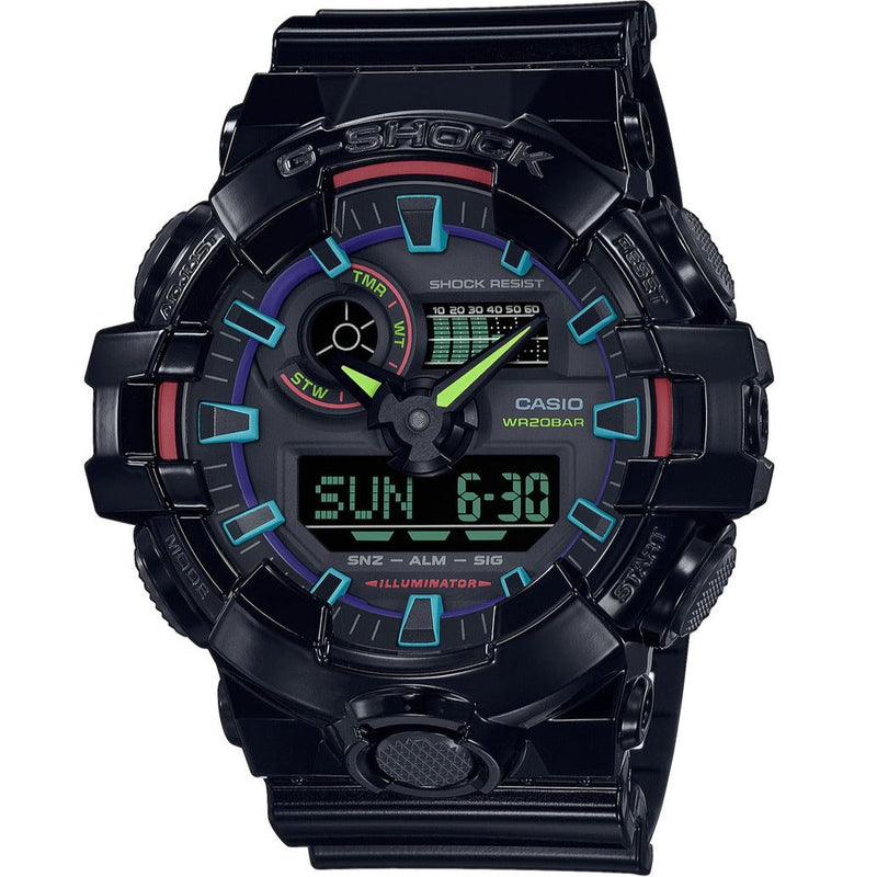 Digital Watch - Casio G-Shock Virtual Rainbow Series Men's Black Watch GA-700RGB-1AER