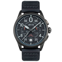 Pilot Watch - AVI-8 Spitfire Lock Slate Black Chrono Watch AV-4089-03