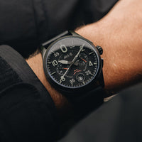 Pilot Watch - AVI-8 Spitfire Lock Slate Black Chrono Watch AV-4089-03