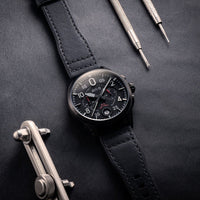 Pilot Watch - AVI-8 Spitfire Lock Slate Black Chrono Watch AV-4089-03