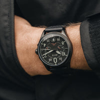 Pilot Watch - AVI-8 Spitfire Lock Slate Black Chrono Watch AV-4089-03