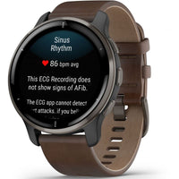 Smart Watch - Garmin Venu® 2 Plus Slate Stainless Steel Bezel With Slate Case And Brown Band Smartwatch 010-02496-15